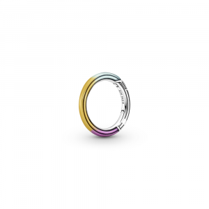 Sterling silver round connector with transparent yellow, purple and turquoise enamel