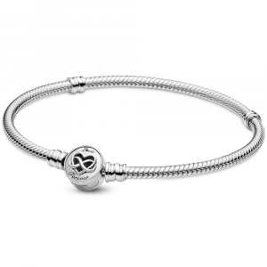 Snake chain sterling silver bracelet and infinity heart clasp