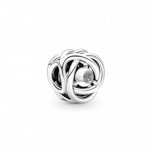 Sterling silver charm with clear cubic zirconia