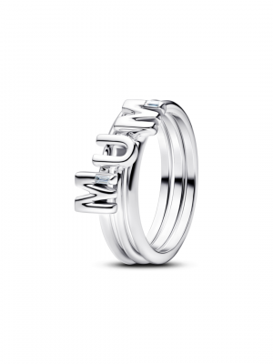 MUM sterling silver splittable ring with clear cubic zirconia