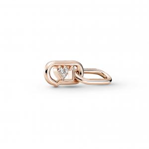 Heart1 14k rose gold-plated double link with clear cubic zirconia