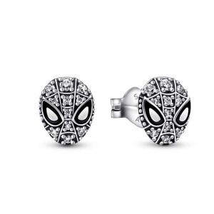 Marvel Spider-Man sterling silver stud earrings with clear cubic zirconia and black enamel