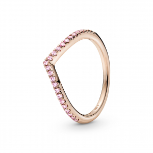 Wishbone 14k rose gold-plated ring with fancy fairy tale pink cubic zirconia