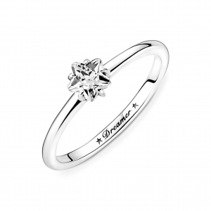 Star sterling silver ring with  clear cubic zirconia