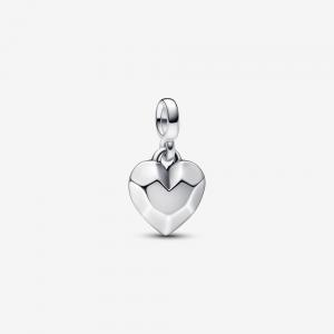 Faceted heart sterling silver mini dangle