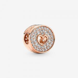 Happy Anniversary 14k rose gold-plated charm with clear cubic zirconia