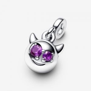 Devil sterling silver mini dangle with royal purple crystal and purple enamel