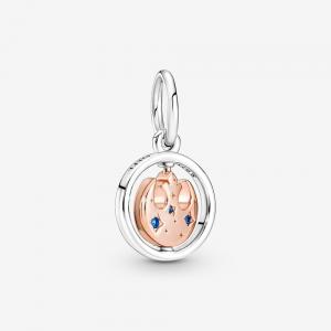 Star Wars Rebel Alliance sterling silver and 14k rose gold-plated pendant with fancy light blue cubic zirconia