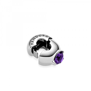 Sterling silver clip with royal purple crystal and silicone grip