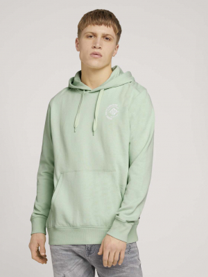 Hoody w. chest print, smooth green, M