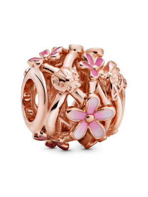 Daisy 14k rose gold-plated charm with shaded pink enamel