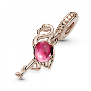 Flamingo 14k rose gold-plated dangle with pink Murano glass