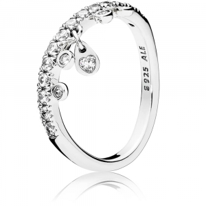 Chandelier silver ring with clear cubic zirconia