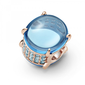 Pandora Rose charm with icy blue and water blue crystal