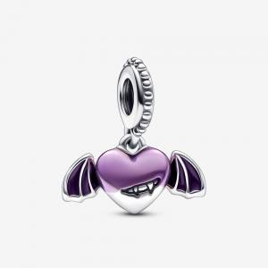 Vampire heart sterling silver dangle with shaded purple enamel