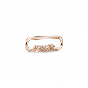 Peace script 14k rose gold-plated word link