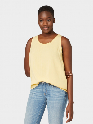 printed sleeveless b, daylily yellow, 40