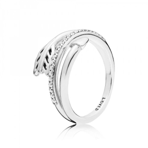 Arrow silver ring with clear cubic zirconia