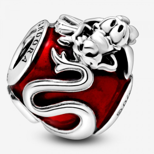 Disney Mulan dragon sterling silver charm with transparent red enamel