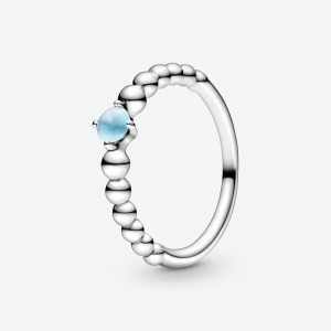 Sterling silver ring with sky blue crystal