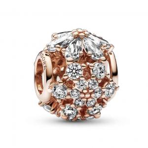 Herbarium cluster 14k rose gold-plated charm with clear cubic zirconia