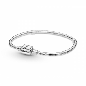 Snake chain sterling silver bracelet with Star Wars clasp