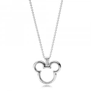 Disney Mickey floating locket silver pendant and necklace