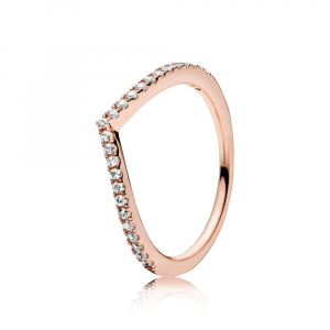 Wishbone PANDORA Rose ring with clear cubic zirconia
