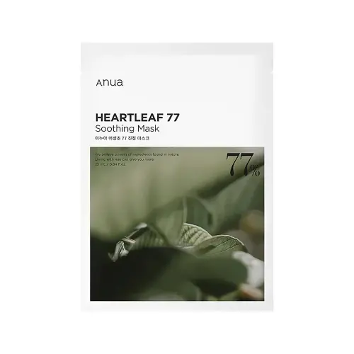 ANUA HEARTLEAF 77 SOOTHING SHEET MASK Успокаивающая тканевая маска с 77% экстракта houttuynia cordata 25ml