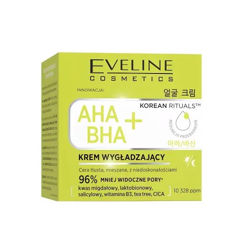 Smoothing face cream for oily and combination skin with imperfections korean rituals aha + bha, 50ml
