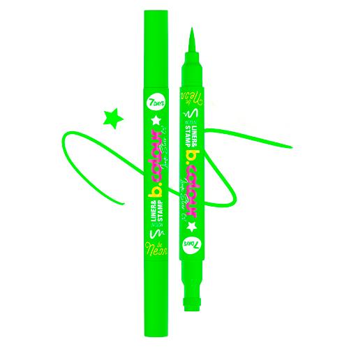 7DAYS B.COLOUR Подводка-штамп для макияжа лица и тела зеленая светящаяся UVglow / 02 Lime star, 2 мл