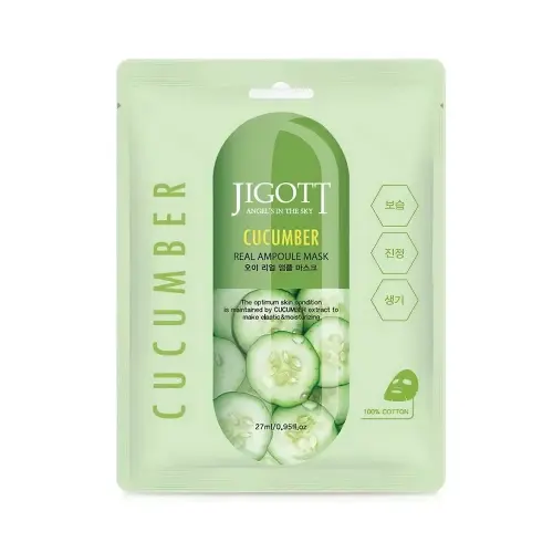 JIGOTT Тканевая маска для лица  CUCUMBER REAL AMPOULE MASK