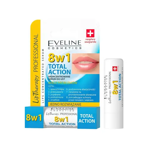 EVELINE LIP THERAPY PROFESSIONAL  СЫВОРОТКА ДЛЯ ГУБ 8В1 TOTAL ACTION ИНТЕНСИВНОЕ ПИТАНИЕ SPF15 12МЛ