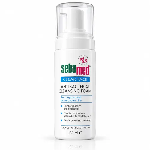 Sebamed CLEAR FACE antibacterial cleansing foam 150 ml (Антибактериальная пенка для кожи с акне)