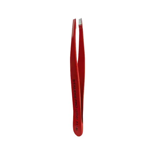 Staleks Pro Expert Пинцет для бровей EXPERT 11 TYPE 4r (узкие скошенные кромки), красный
