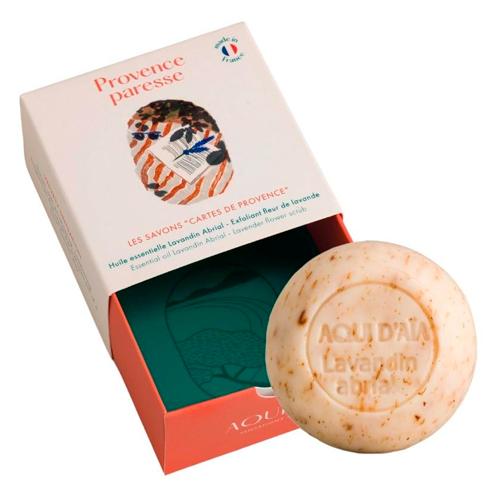 PROVENCE IDLENESS  Lavandin Abrial BIO + exfoliating Lavender Flower Round 100g Мыло ПРОВАНС Lavandin Abrial BIO + пилинг с цветок лаванды