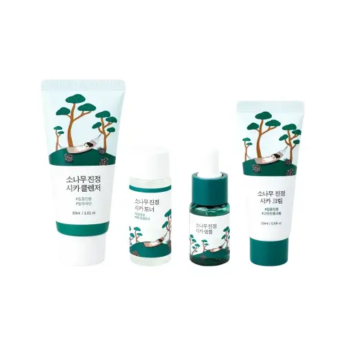 ROUND LAB PINE CALMING CICA TRIAL KIT  Набор по уходу за лицом (Cleanser 30ml + Toner 20ml + Ampoule 10ml + Cream 20ml)