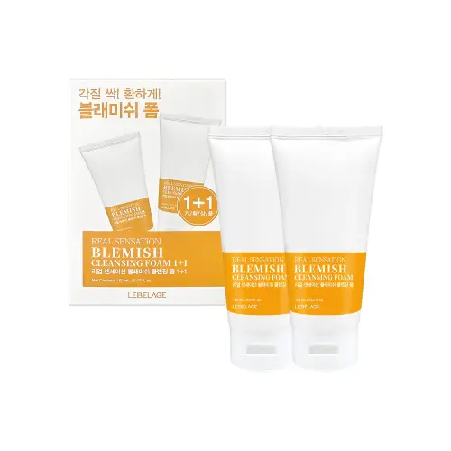 LEBELAGE Очищающая пенка от пигментных пятен REAL SENSATION BLEMISH CLEANSING FOAM 1+1