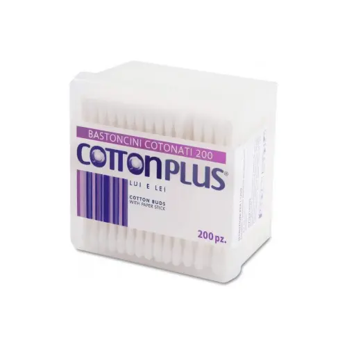 Cotton Plus Bastoncini Ватные палочки квадратная упаковка из 100% хлопка  200 шт