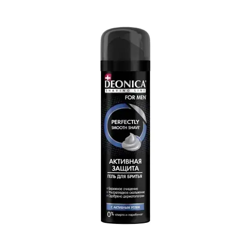 DEONICA FOR MEN Гель для бритья Активная защита с черным углем, 200 мл.