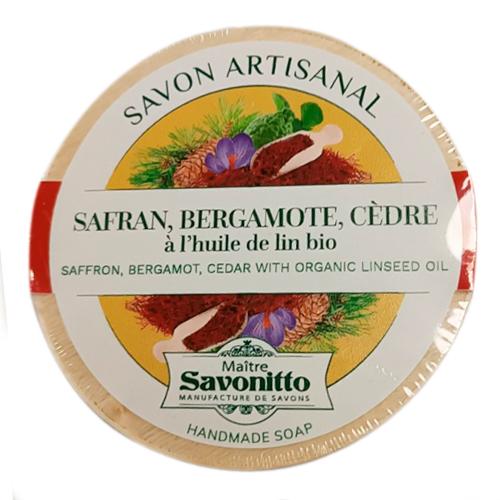 SAFFRON-BERGAMOT-CEDAR, with organic linseed oil Wooden Box 100g Мыло ШАФРАН-БЕРГАМОТ-КЕДР с органическим льняным маслом