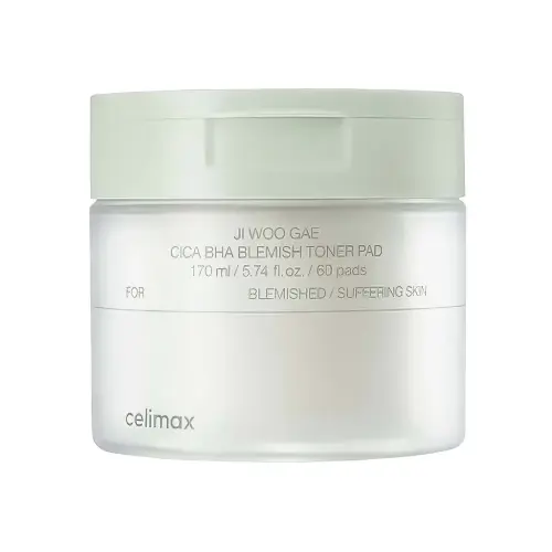 Celimax Ji Woo Gae Cica BHA Blemish Toner Pad  Тонер диски с центеллой и BHA против несовершенств Ji Woo Gae  60шт 170 мл