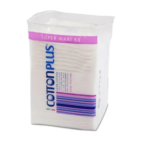 Cotton Plus-Super Maxi Ватные диски квадратные из 100% хлопка 50 шт