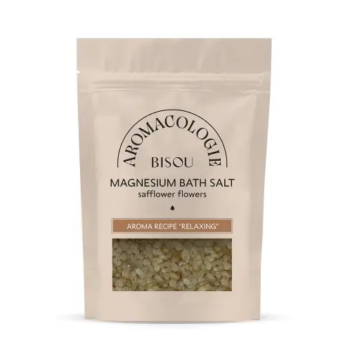 BISOU Aromacologie Соль цветочная магниевая для ванны Расслабляющая с цветками сафлора, 330г