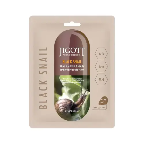JIGOTT Тканевая маска для лица  BLACK SNAIL REAL AMPOULE MASK
