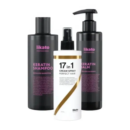 LIKATO professional Подарочный набор для волос KERATIN HAIR GLOSS 3х250мл 4шт