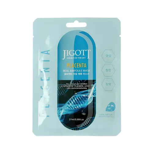 JIGOTT Тканевая маска для лица  PLACENTA REAL AMPOULE MASK
