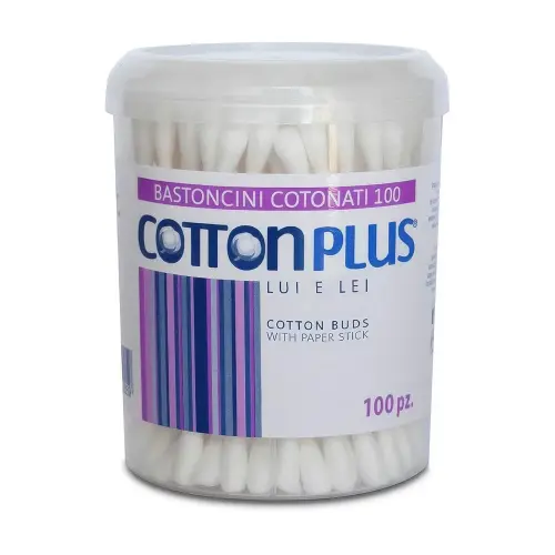 Cotton Plus Bastoncini Ватные палочки круглая упаковка из 100% хлопка  100 шт