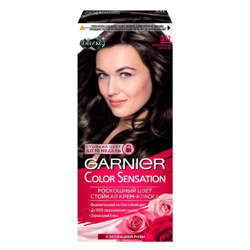 Garnier Стойкая крем-краска для волос Color Sensation, Оникс оттенок 3.11, Пепельный черный, 110 мл.