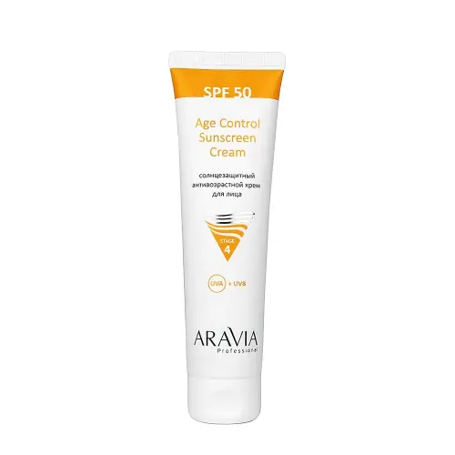 ARAVIA Professional Солнцезащитный анти-возрастной крем для лица Age Control Sunscreen Cream SPF 50, 100 мл